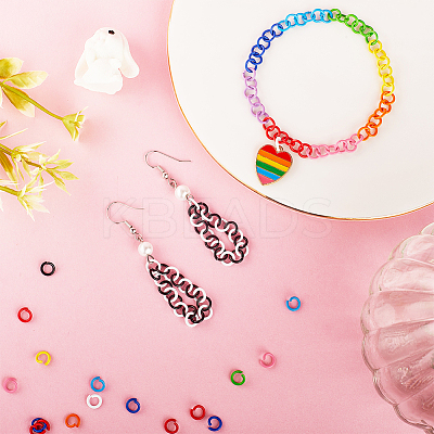 400Pcs 10 Colors Baking Paint Zinc Alloy Open Jump Rings FIND-SC0005-47-1