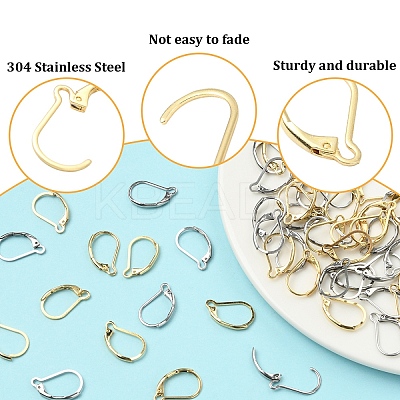 60Pcs 2 Colors 304 Stainless Steel Leverback Earring Findings STAS-YW0002-69-1
