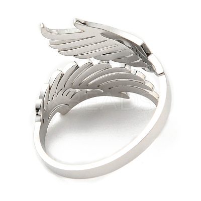 Non-Tarnish 304 Stainless Steel Double Wing Open Cuff Ring RJEW-F149-01P-1
