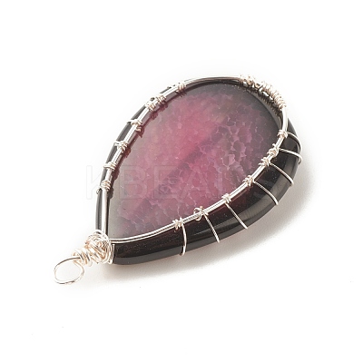 Natural Crackle Agate Pendants PALLOY-JF01526-02-1