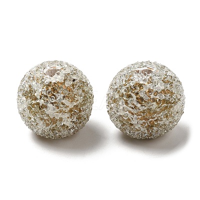 Spray Painted Wood European Beads with Rhinestone RESI-C038-03D-1