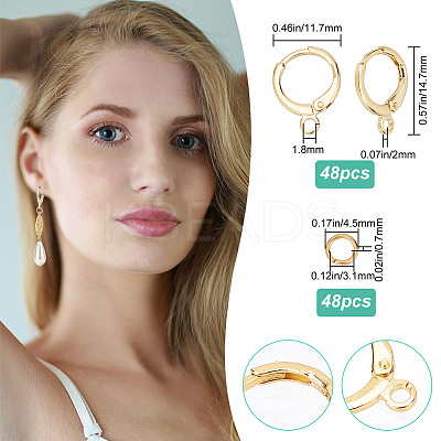 Brass Huggie Hoop Earring Findings with Brass Open Jump Rings FIND-CN0001-73B-1