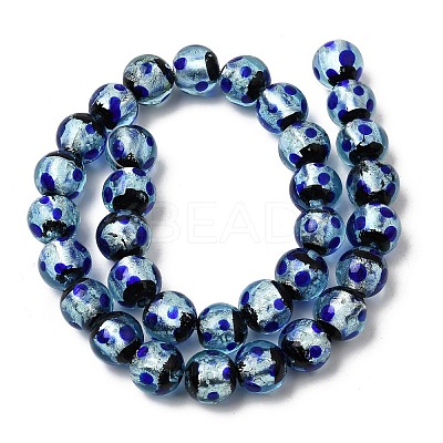 Glow in the Dark Luminous Style Handmade Silver Foil Glass Round Beads FOIL-I006-12mm-02-1