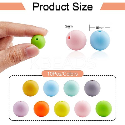 90Pcs Silicone Beads 15mm Round Silicone Bead Bulk Colorful Silicone Bead Kit for Keychain Jewelry DIY Crafts Making JX305A-1