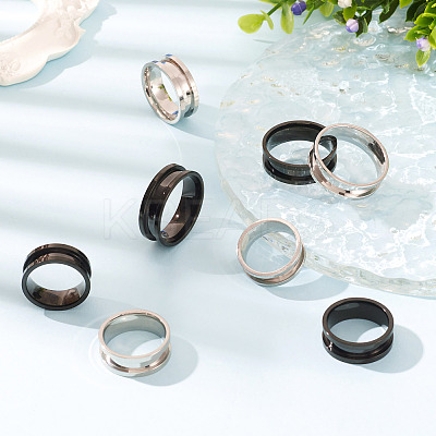 12Pcs 6 Styles 201 Stainless Steel Grooved Finger Ring Settings RJEW-TA0001-04EB-1