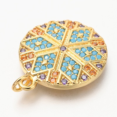 Brass Micro Pave Colorful Cubic Zirconia Pendants ZIRC-J024-09G-1