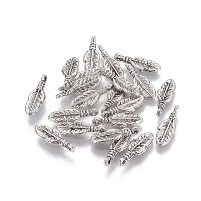 Tibetan Style Alloy Feather Pendants LS-TIBEP-0377-AS-LF-1