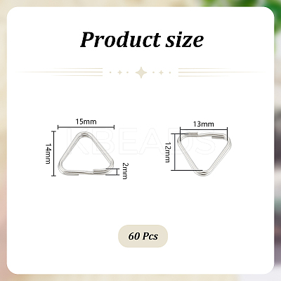 60Pcs 304 Stainless Steel Adjuster Triangle Double Buckles STAS-UN0059-55-1