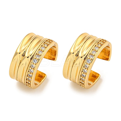 Brass Micro Pave Cubic Zirconia Cuff Earrings EJEW-C104-161G-1