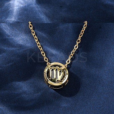 Brass Pave Cubic Zirconia Birth Stone Constellation Pendant Cable Chain Necklaces NJEW-D334-01G-01-1