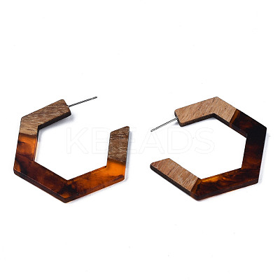 Hexagon Half Hoop Earrings for Women EJEW-N017-006B-1