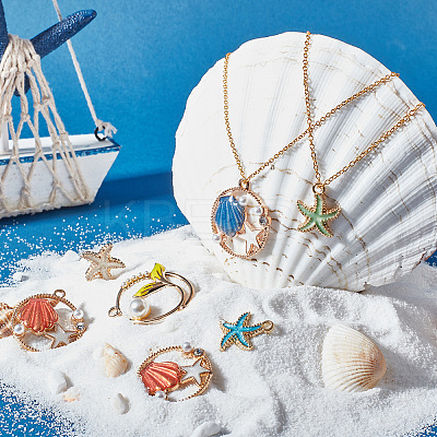 24Pcs 4 Style Zinc Alloy Enamel Pendants ENAM-SC0002-52-1
