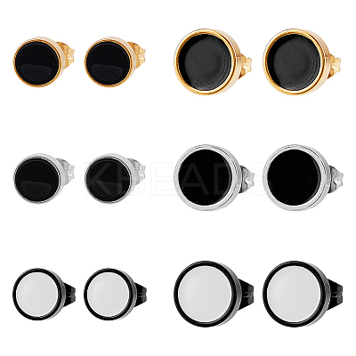 12Pcs 6 Colors 304 Stainless Steel Enamel Stud Earrings for Men Women EJEW-FI0002-94-1