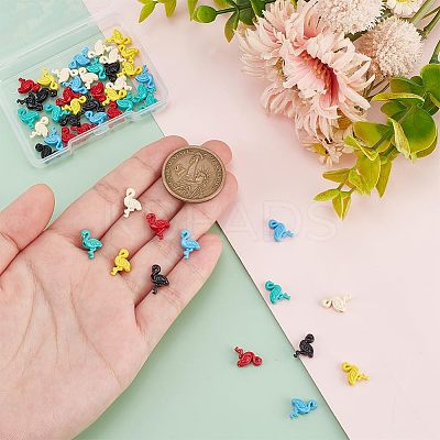 48Pcs 6 Colors Spray Painted Alloy Beads FIND-PH0021-53-1