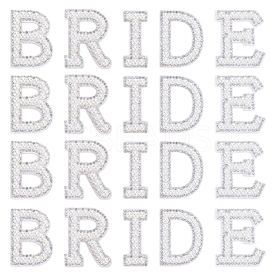 Rhinestone with Plastic Pearl Cloth Embroidery Sew on Appliques PATC-WH0008-142E-1