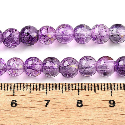 Baking Paint Crackle Glass Bead Strands DGLA-R053-04P-A-1