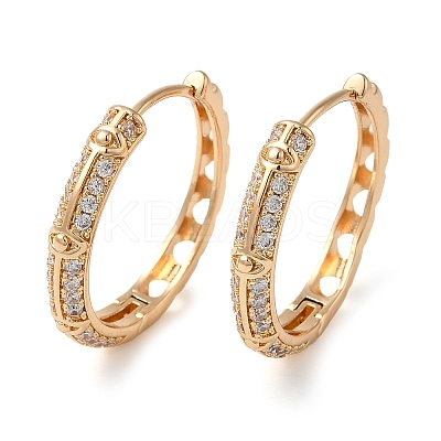 Brass Cubic Zirconia Hoop Earrings for Women EJEW-M238-13KCG-1