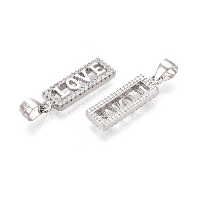 925 Sterling Silver Micro Pave Clear Cubic Zirconia Heart Hamsa Hand Pendants STER-N016-101P-1