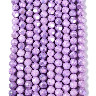 Ombre Effect Dyed Electroplate Opaque Glass Beads Strands EGLA-Q130-01A-13-1