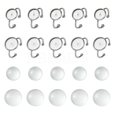 DIY Blank Dome 304 Stainless Steel Open Cuff Rings Making Kit DIY-YW0008-56-1