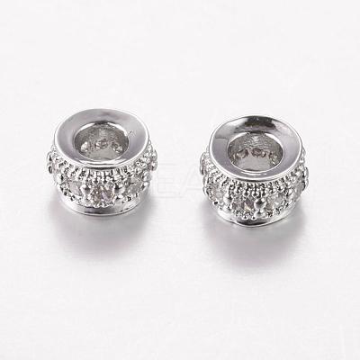 Brass Cubic Zirconia Beads ZIRC-F001-107P-1