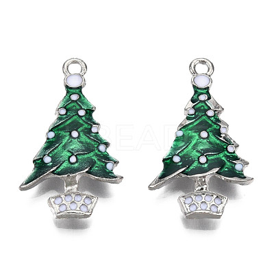 Alloy Christmas Tree Enamel Pendants For Christmas Day ENAM-R041-14-1