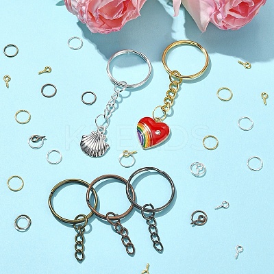 Iron Split Key Rings & Open Jump Rings & Screw Eye Pin Peg Bails Kits DIY-YW0009-10-1