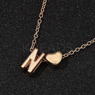 Alloy Letter Heart Pendant Necklaces for Women NJEW-FS0001-09N-1