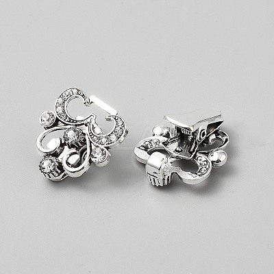 Flower Alloy & Glass Cardigan Clips AJEW-WH0314-876AS-1