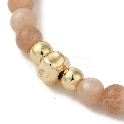 4mm Round Natural Sunstone Beaded Bracelets BJEW-P318-03G-05-1