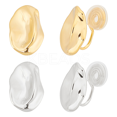 2 Pairs 2 Colors Brass Twist Oval Cuff Earrings EJEW-AN0004-92-1