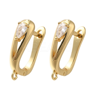 Rack Plating Brass Micro Pave Cubic Zirconia Hoop Earring Findings EJEW-H143-04G-1