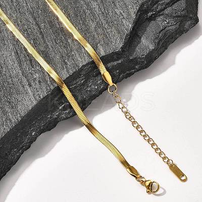 3mm Stainless Steel Flat Snake Chain Necklaces for Men Women NJEW-G160-03LG-1
