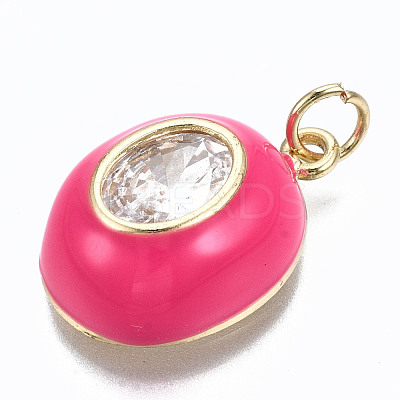 Brass Clear Cubic Zirconia Pendants ZIRC-S067-022-NR-1