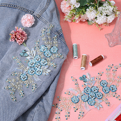 3D Flower Polyester Embroidery Sew on Appliques PATC-WH0012-02B-1