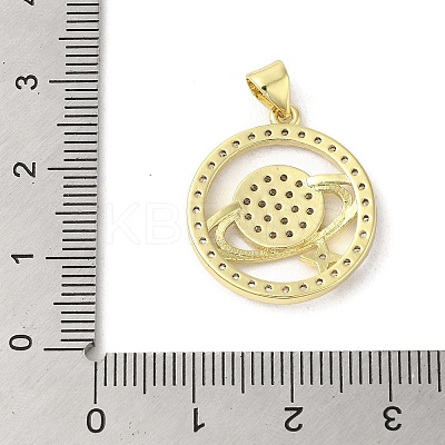 Rack Plating Brass Micro Pave Cubic Zirconia Pendants KK-C052-22G-1