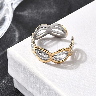 Adjustable 304 Stainless Steel Cuff Rings for Women RJEW-B150-01GP-01-1