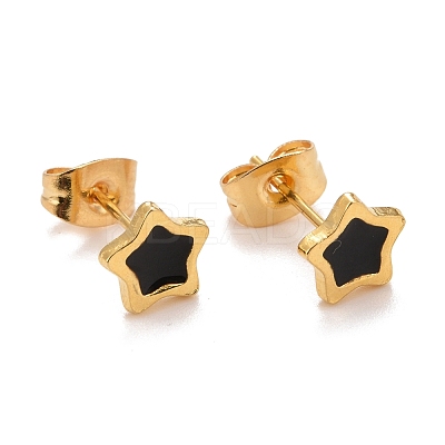 304 Stainless Steel Enamel Stud Earrings EJEW-B009-10G-01-1