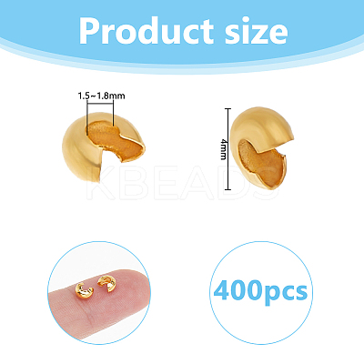 400Pcs Brass Crimp Beads Covers KK-DC0004-78G-1