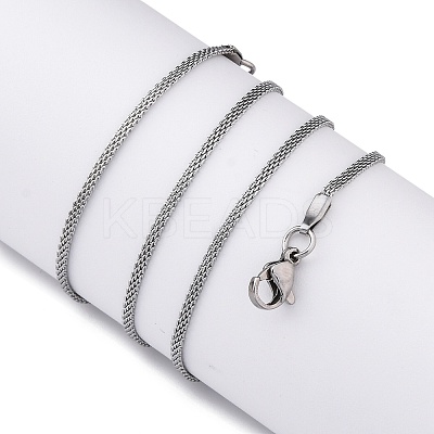 304 Stainless Steel Mesh Chain Necklaces for Women Men NJEW-P321-01P-1