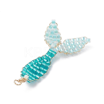3Pcs 3 Colors Seed Beads Beaded Pendants PALLOY-MZ00222-1