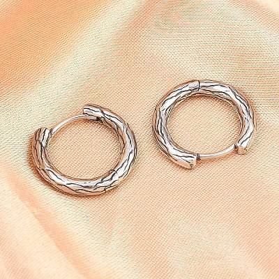 316 Surgical Stainless Textured Hoop Earrings EJEW-C160-10A-AS-1