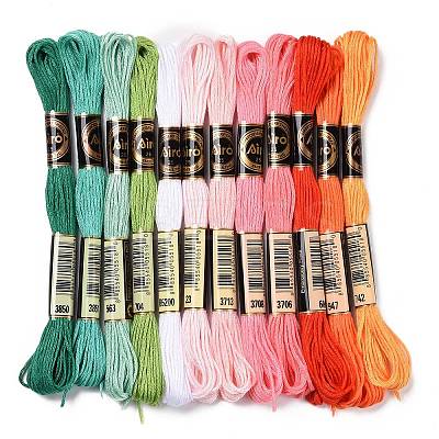 12 Skeins 12 Colors 6-Ply Polyester Embroidery Floss OCOR-M009-01B-12-1
