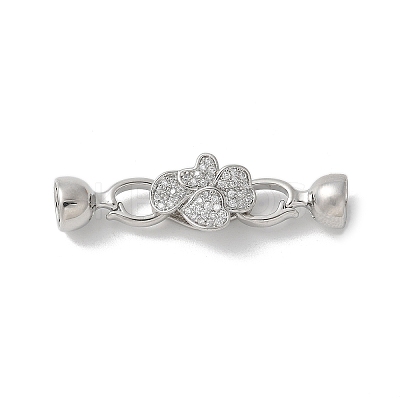 Brass Micro Pave Cubic Zirconia Fold Over Clasps KK-U052-13P-1