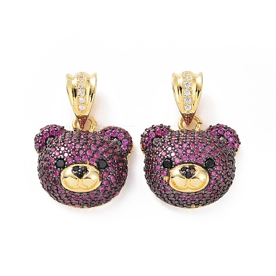Brass Micro Pave Cubic Zirconia Pendants ZIRC-F136-01G-07-1