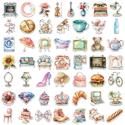 50Pcs PVC Self-Adhesive Picture Stickers STIC-M003-06-1