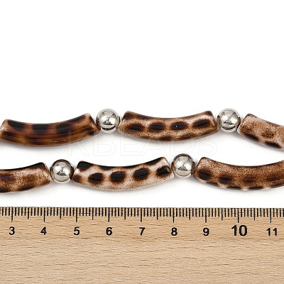 Plastic & Resin Leopard Skin Print Curved Tube Double Layer Necklaces for Women NJEW-Q038-01A-1