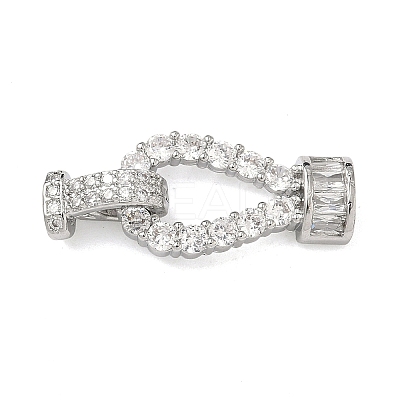 Brass Micro Pave Clear Cubic Zirconia Fold Over Clasps KK-U059-60P-1