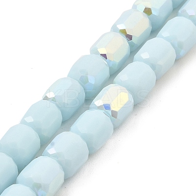Frosted Imitation Jade Glass Beads Strands GLAA-P058-08A-03-1