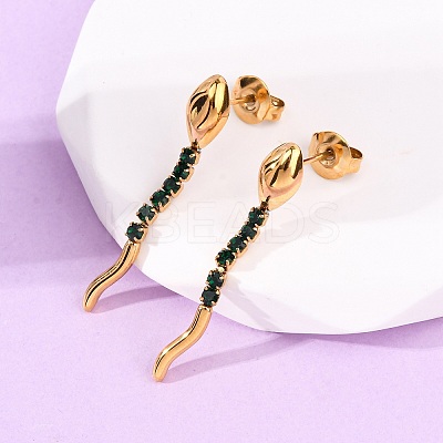 304 Stainless Steel Snake Stud Earrings EJEW-A136-03B-G-1